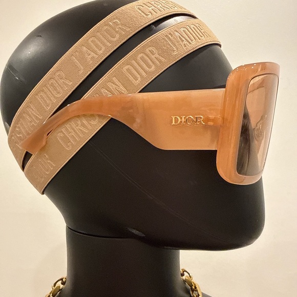 Christian Dior Oversized Shield Sunglasses Nude Blush Runway Frame Rare Color main image 7